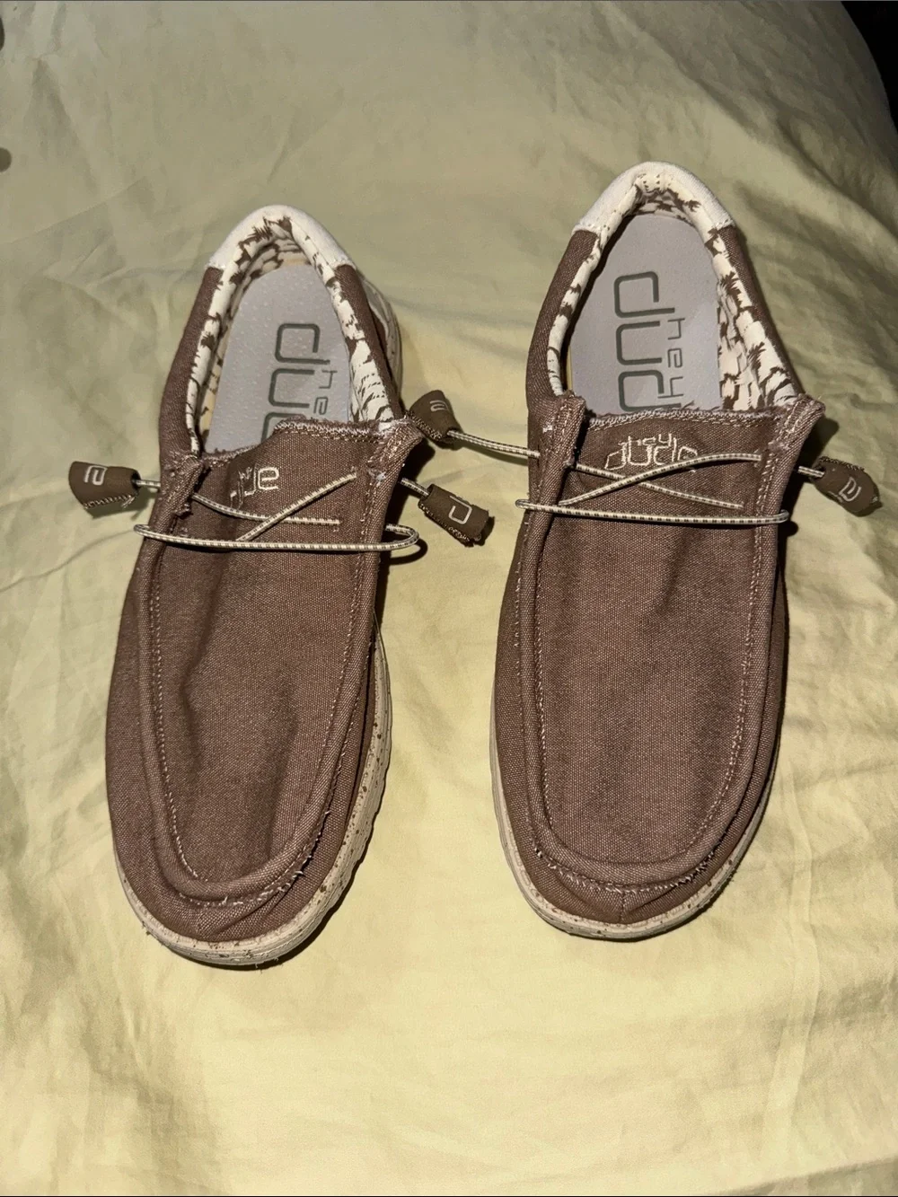 Hey Dude Men’s Brown Canvas Slip-On Boat Shoes